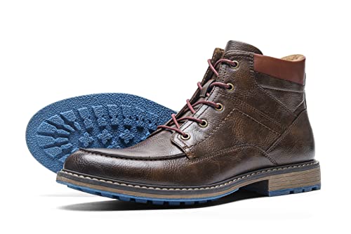 CrazycatZ Men's Combat Boots Biker Boots Wingtip Dress Casual Chukka Boot Cap Toe Shoes Vegan Leather Men Oxford Boots Shoes