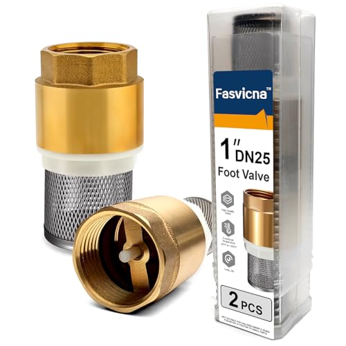 2 Pack 1\" DN25 Brass Foot Valve with Strainer, One Way Check Valve, Backflow Preventer for Water Pump, Irrigation, Well & Sump Systems