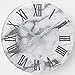 Silver White Gray Carrara Wall Clock Marble Stone Roman Round Clocks Wall Decor 15 Inch Battery Operated Large Decorative Wall Clock Silent Round Wood Wall Clock Hanging Clocks for Bedroom Decor Livin