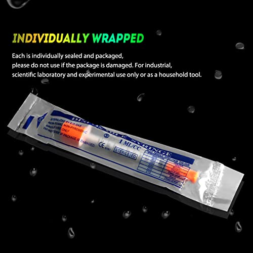 1ml/cc Syringe with 30 Gauge 1/2 Inch 13mm Needle Lab Disposable Sample Syringes, 20 Pack