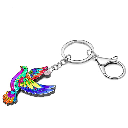 WEVENI Acrylic Cute Pigeon Keychain Charms Bird Keyring Jewelry For Women Girls2