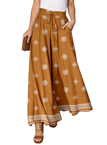 Image of Dokotoo Wide Leg Pants for Women Casual Elastic Waist Drawstring Pants | Lounge Pants Women, Early Fall Fashion, High Waisted, Solid Color, Fashion Business Casual Outfits, Jogging Jogger Pockets