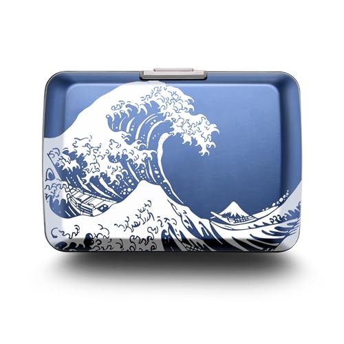 Image of OGON -DESIGNS- Aluminum card holder with metal lock, RFID protection against fraud and demagnetization, compact wallet, Smart Case OSLO model