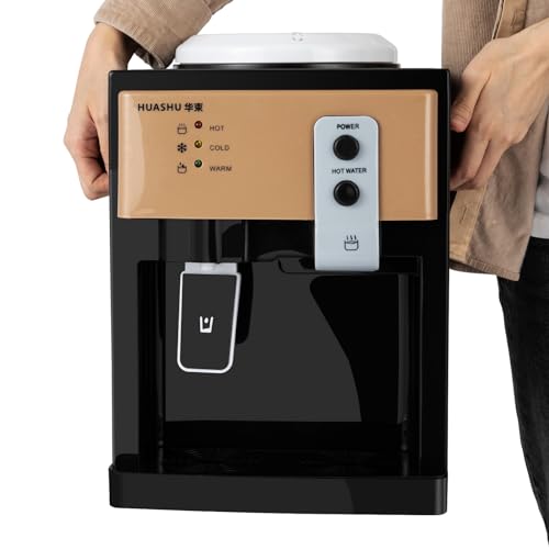 Desktop Water Cooler, Dispenser by Top Loading, Electric Hot and Cold Water Cooler for Home Office Use 110V (Champagne Gold)