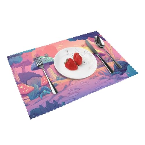 Juego de 4 manteles individuales de mesa de comedor con forma de seta para mesa de comedor, decoración de fiesta, 30,5 x 45,7 cm