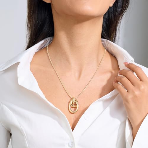 Gold Knot Pendant Necklace for Women Statement Gold Necklace 14K Gold Plated Knot Choker Trendy Jewelry3