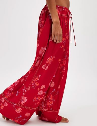 SKIKYAN Women Summer Casual High Waist Wide Leg Pants Floral Print Palazzo Pant Flowy Lounge Beach Trousers with Pockets3