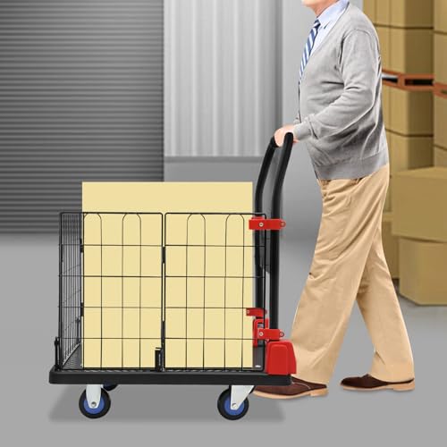 Carrito con plataforma plegable y jaula removible, capacidad 150 kg miniatura 4