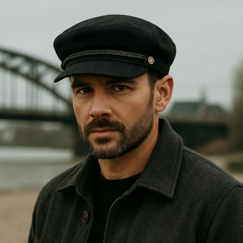 WEROR Elbsegler Herren Damen – Schirmmütze Schildmütze Kappe – Kapitänsmütze Segelmütze - Fisherman Mütze - WEROR-454.1 (56-57, Schwarz)
