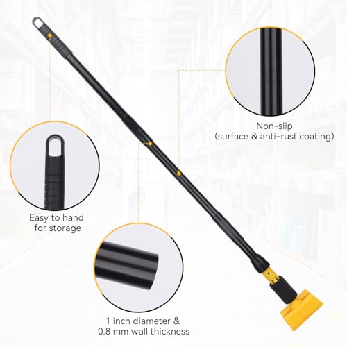 Image of Mop Handle Commercial Heavy Duty - 57 Inch Industrial Metal Mop Stick with Jaw Clamp Replacement for Floor Cleaning - Professional Gripper Mops Head Replacement Holder
