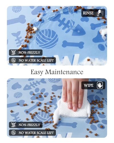 Image of Pet Feeding Mat-Absorbent Dog Mat for Food and Water Bowl-No Stains Quick Dry Water Dispenser Mat-Dog Accessories Pet Supplies-Bowl for Messy Drinkers（Bone,12 inchx19 inch