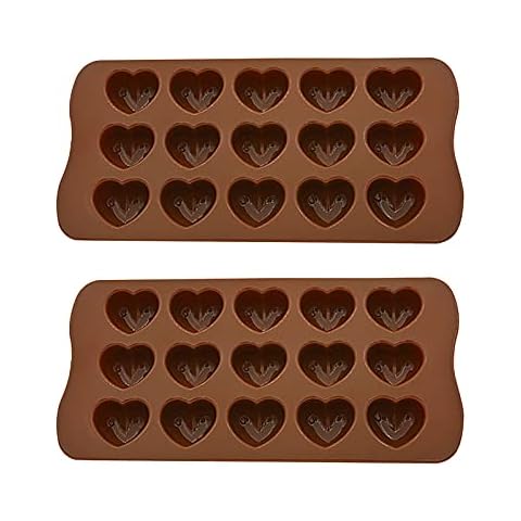Yzwuyou 2Pcs Chocolate Moulds 15-Cavity Wax Melt Moulds Silicone Mini Heart Mould 20.5X10.5cm, for Halloween Christmas Party Pastry Peanut Butter Cake Decoration Cover