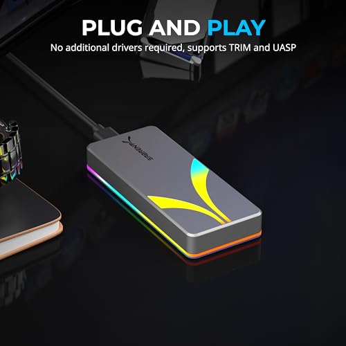 Image of SABRENT Rocket RGB NVMe & SATA M.2 SSD Enclosure - USB C 20Gbps Tool-Free Case, USB 3.2 Gen 2x2, Trim, UASP, RGB LED, Compatible with 2230 /2242 /2260 /2280 Drives - Aluminum, Plug & Play (EC-RGBG)