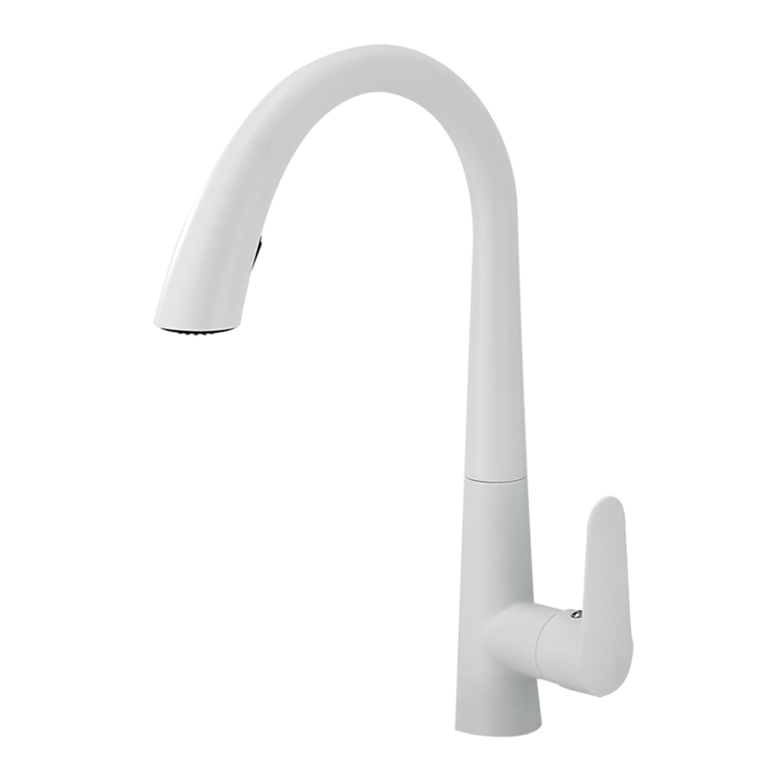 Robinet de cuisine blanc avec eau chaude et froide pour une cuisine moderne et chaleureuse
