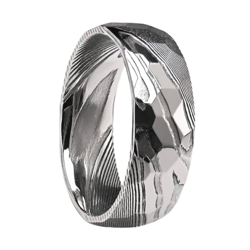 Mesnt Bague Tungstène Homme, Bague Classique Damas 8MM pour Hommes, Argent, Taille 69