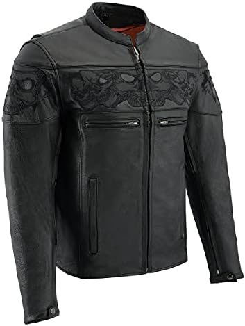 Milwaukee Leather Men's Black Cowhide Quilted Pattern Scooter Sty...