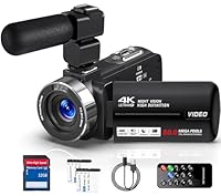 Delmodes 4K Video Camera Camcorder 80MP 18X Digital Zoom IR Night Vision Vlogging Camera, 3.0 Inch Screen YouTube Camera with 32GB SD Card, Microphone, Remote Control and 2 Batteries