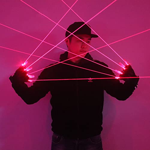 Luvas a laser de LED carregáveis, luvas ajustáveis de desempenho de palco vermelho com 4 lâmpadas, 2