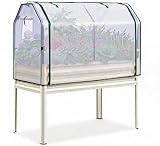 JustSmart Hochbeet 120x60x140 cm - Rückenschonend, Rostgeschütztes Metall, Inklusive PE-Gewächshaus, Schutz Vor Kälte Und Wind, Und Kompakte Maße