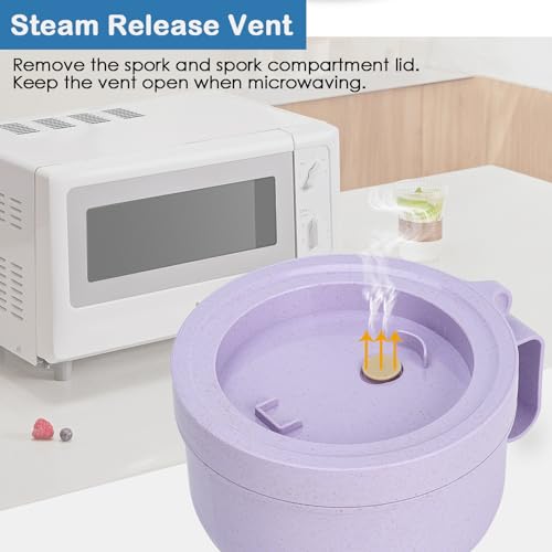 Image of Unbreakable Microwave Soup Mugs with Lids and Handles,Microwave Ramen Bowl with Lid for Soup and Instant Noodles,Oatmeal, Gumbo, Salad,BPA Free (Lavender Purple)