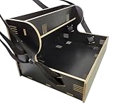 Nostalgie Holz Bauchladen schwarz/dunkelbraun mit Oberlade 2 Gurte JGA Fete Catering 42 cm x 30 cm mit schwarzen Tragegurten