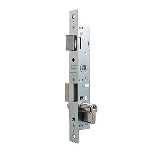 Tesa Assa Abloy 220015HZ Cerradura Monopunto De Palanca Deslizante Para Perfiles Metálicos Zincado Blanco Entrada 13,5 mm 2200 Con Cilindro