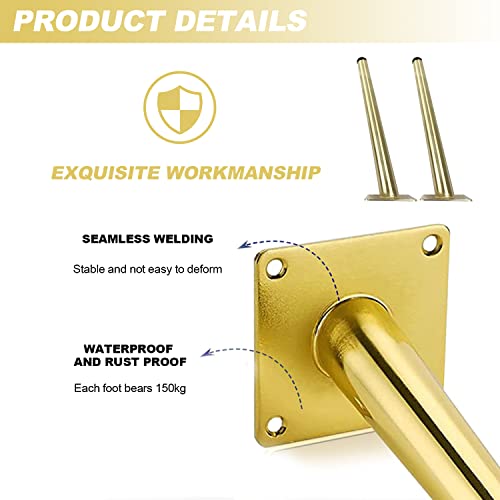 Jlxmaxlj 4Pcs 6 Inch Stainless Steel Gold Furniture Legs European Style Angled Sofa Hardware Support Titanium Gold Diy Furniture Replacement Accessories Furniture Legs #TOP2