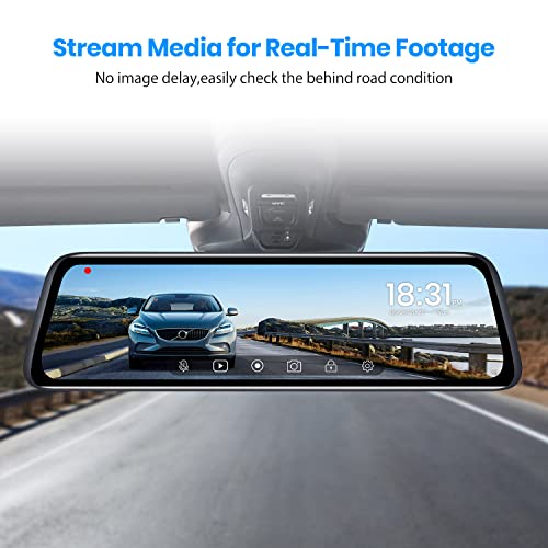 Auto-Vox T9 Oem Look Rear View Mirror Backup Camera With Neat Wiring, 9.35''Full Touch Screen Stream Media Monitor With Back Up Camera System, 1080P Super Night Vision Reverse Camera For Car/Trucks #TOP2
