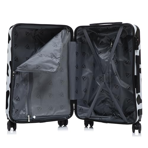 Image of InUSA Prints 26.82 inch Hardside Suitcase, 4-Wheeled Spinner, TSA Checkpoint Friendly, Cow Animal Print (IUAPC00M-COW)