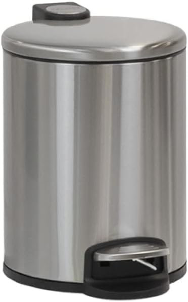 CALITEK Bathroom Kitchen Waste Pedal Rubbish Bin Soft Close Lid Removable Inner Bucket 5 Litre Fingerprint Proof Coating (Stainless Steel)