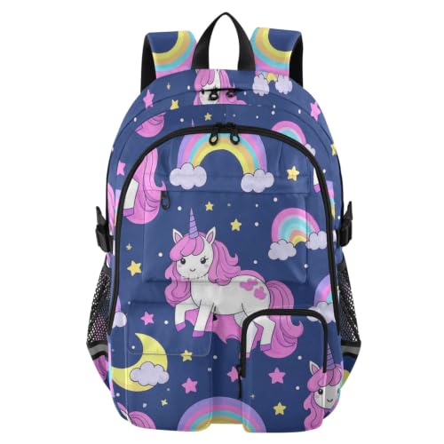 Mochilas de viaje para laptop de unicornios morada y melocotón para niñas