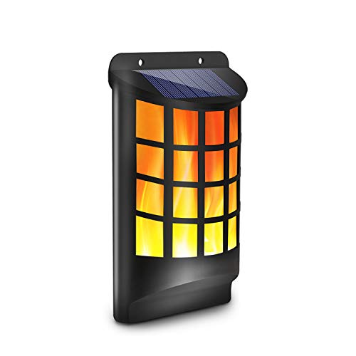 Bebrant Solar Flame Lights Outdoor - Flickering Flame, Dark Sensor Auto On/Off, 66 LED Solar Powered Wall Lights for Patio, Path, Driveway (1 Pack)