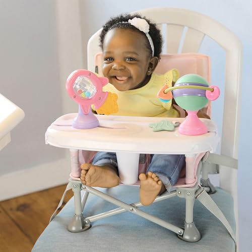 Image of Summer Infant Pop 'N Sit Eat 'N Play (Pink) Baby Pop Up Chair for Meals and Playtime with Removable Tray and Toys, Portable Booster Folds for Travel