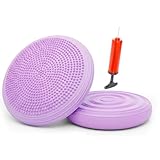 Balance Kissen Mit Pumpe, 34 cm Durchmesser, Ballsitzkissen, Balancekissen, Sitzkissen Orthopädisch, Luftkissen, für Core, Koordination, Fitness Rückentraining Pad (Lila)