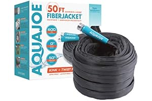 Sun Joe 50ft 5/8 inch FiberJacket Kink-free Garden Hose, Ultra-Lightweight, Drinking Water Safe