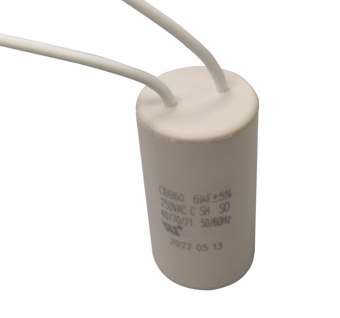 250VAC 6uF 6MFD CBB60 Motor Run Capacitor 2 Wires 6 uF MFD 250 VAC 250V AC 40/70/21 25x50mm UL Listed
