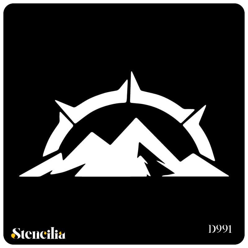 Stencilia Mountain with Compass Craft Stencil for Painting Art Big Size 12x12 inch Reusable Stencil for Painting, Fabric, Glass, Wall Painting, and Craft Painting