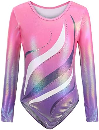 Body Danza Per Ragazze - Gradient Color Con Sparkle | Girocollo, Senza Maniche/Maniche Lunghe - Foto 9