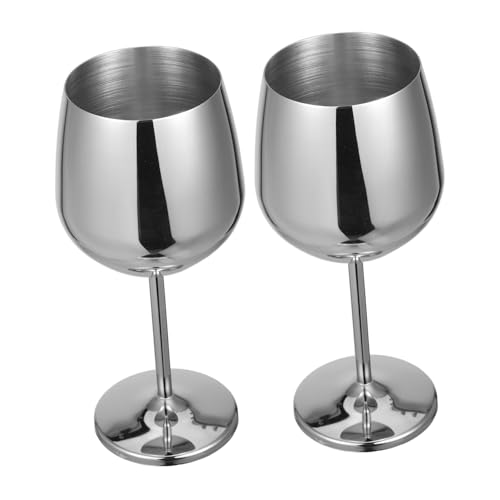 Verres à Vin Inoxydable Incassables Gobelets Métalliques Dorés Pied - 2