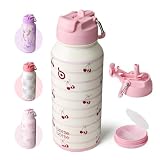 BOTTLE BOTTLE Edelstahl Trinkflasche 1L mit Strohhalm - Auslaufsichere Isolierflasche für Sport...