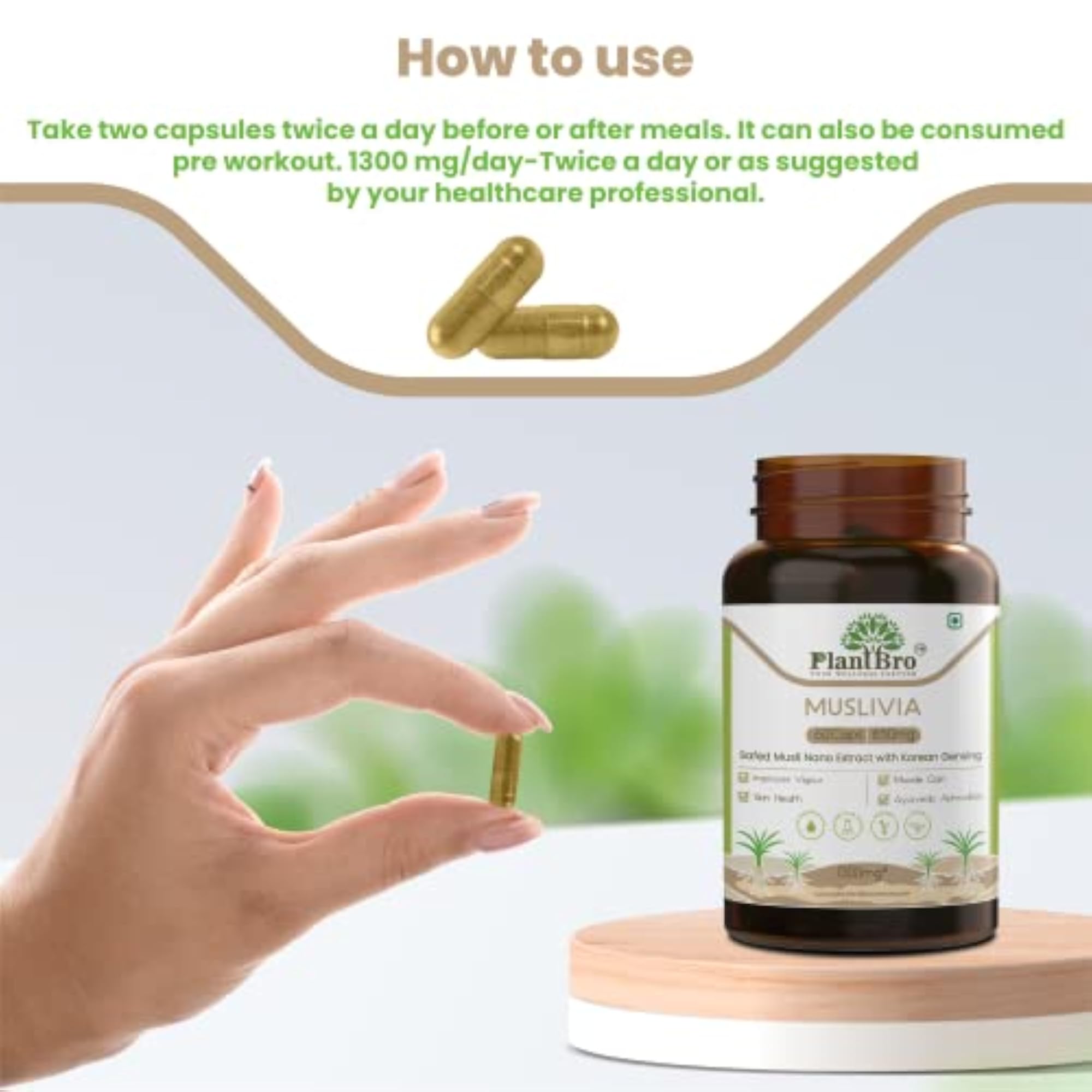 Muslivia Nano Safed Musli with Gensing, 60 Capsules