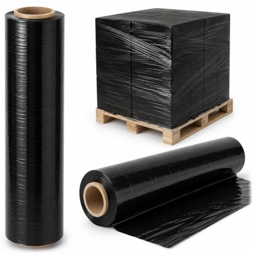 Black 400mm x 150m Heavy Duty Pallet Stretch Wrap Roll for Warehouse or Moving House