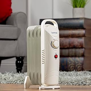 Benross 41640 Portable 5 Fin Mini Oil Filled Radiator / Low Energy Plug in Heater / Adjustable Thermostat / Automatic Overheat Protection / Cool Touch Carry Handle / 500W / White