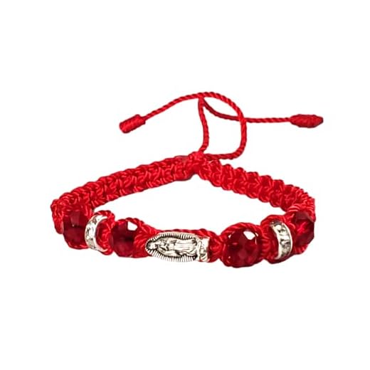 Virgin Mary Medal Adjustable Red String Bracelet Virgen la Milagrosa, virgen de guadalupe bracelet Miraculous Jewelry virgen de guadalupe catholic our lady virgencita (Red)