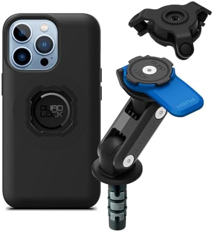 Quad Lock Motorcycle Fork Stem Mount Kit with Vibration Dampener and MAG Phone Case for iPhone 13 Pro