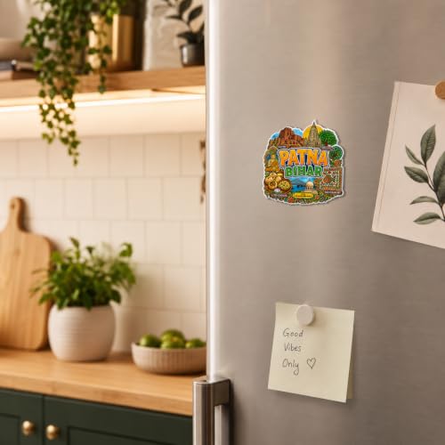 Image of Zesta Wooden Fridge Magnets Set | Refrigerator Decor Magnets for Kitchen | India Souvenir Fridge Magnet Collection | Wooden Magnet for Fridge Door Decoration (Patna)