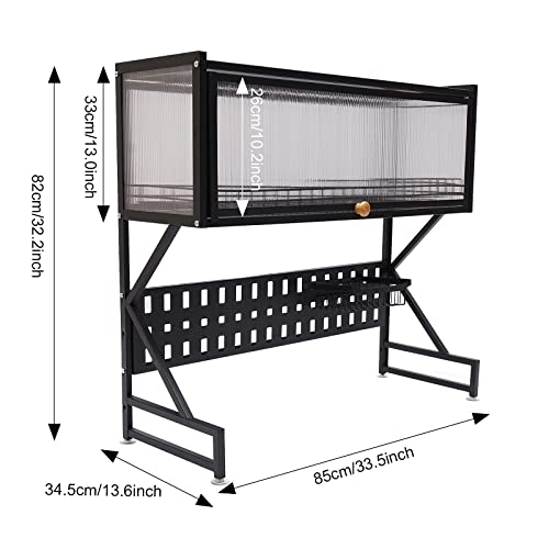 Loyalheartdy Over Sink Dish Drying Rack With Dust-Proof Cabinet Doors, 2 Tier Large Storage Kitchen Dish Drainer Rack Space Saver Shelf Holder, 33.5 "L X 13.6 "W X 32.2 "H #TOP4