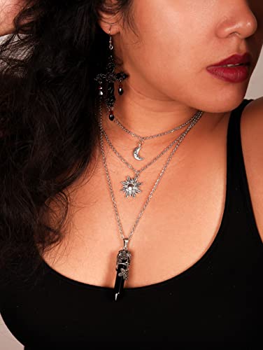 Sacina Gothic Crescent Moon Choker, Moon Sun Star Choker Necklace, Goth Gothic Necklace, Halloween Christmas Jewelry Gift for Women2