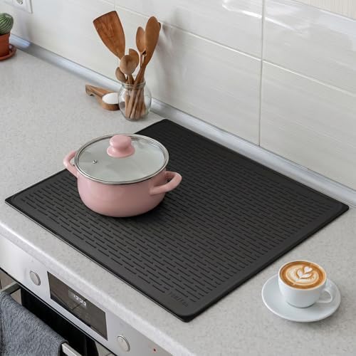 YUHFERA Stove Top Cover for Electric Stove - Silicone Stove Mat for Glass Top, Glass Cooktop Protector for Kitchen,Multi-Functional Oven Covers for Electric Stove (Black,28 x 20) — view 2