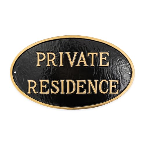Montague Metal Products - Cast Metal Private Residence Oval Statement Plaque Sign - WALL or LAWN Display Plaque - Home or Business Privacy Sign - Powder Coated Aluminum - UV Resistant - Easy to Install!